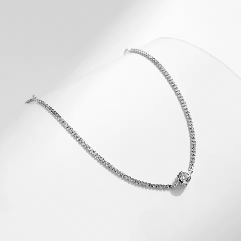 Pulseira Cadeia de Prata 925 com Moissanite